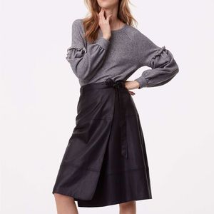 LOFT Black Faux Leather Skirt
